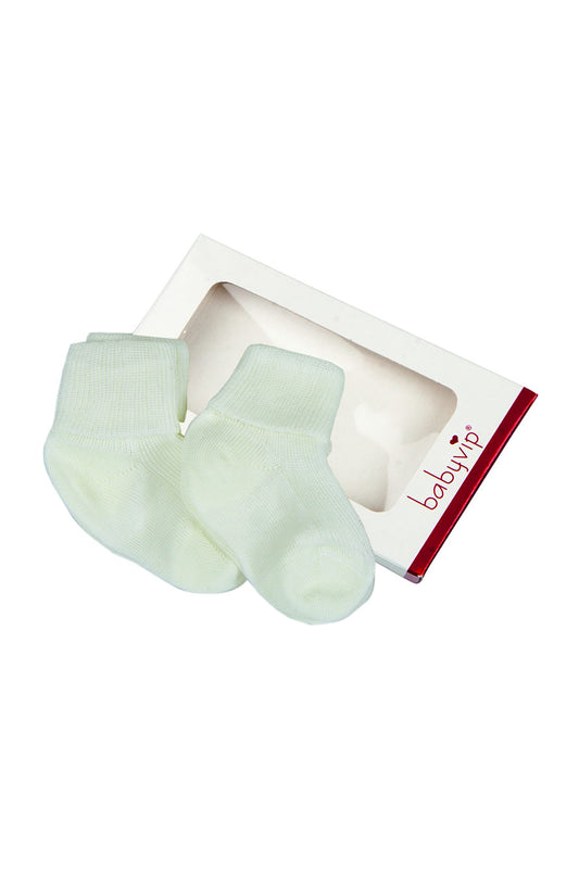 2 paia primo calzino neonato con risvolto in cotone