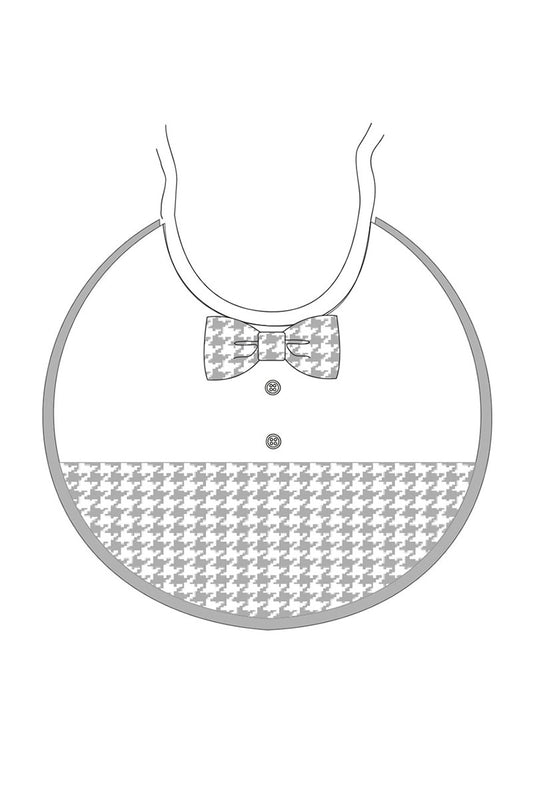 Bavetta in tela di cotone con inserto pied de poule e papillon