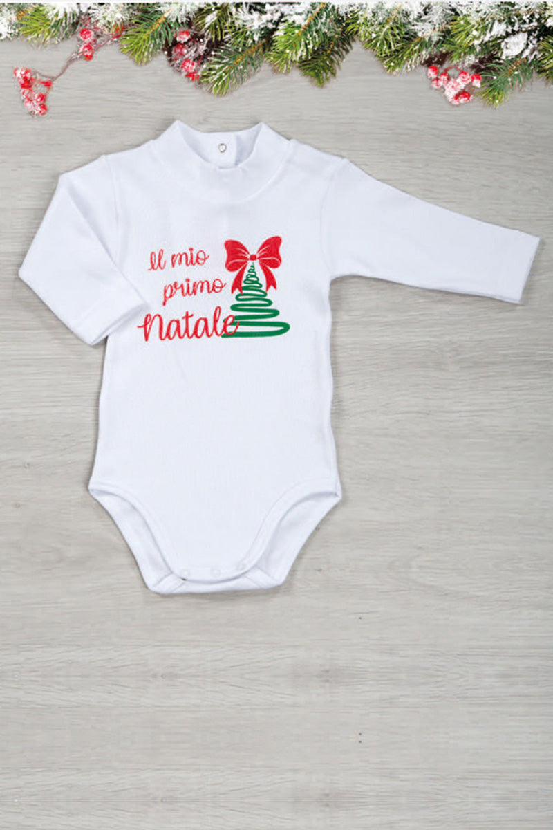 Body a lupetto manica lunga in caldo cotone con stampe natalizie