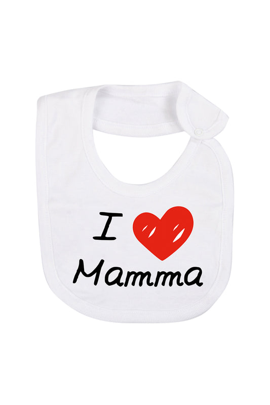 Bavetta in cotone con stampa " I love mamma"