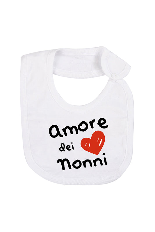 Bavetta in cotone con stampa "amore dei nonni"