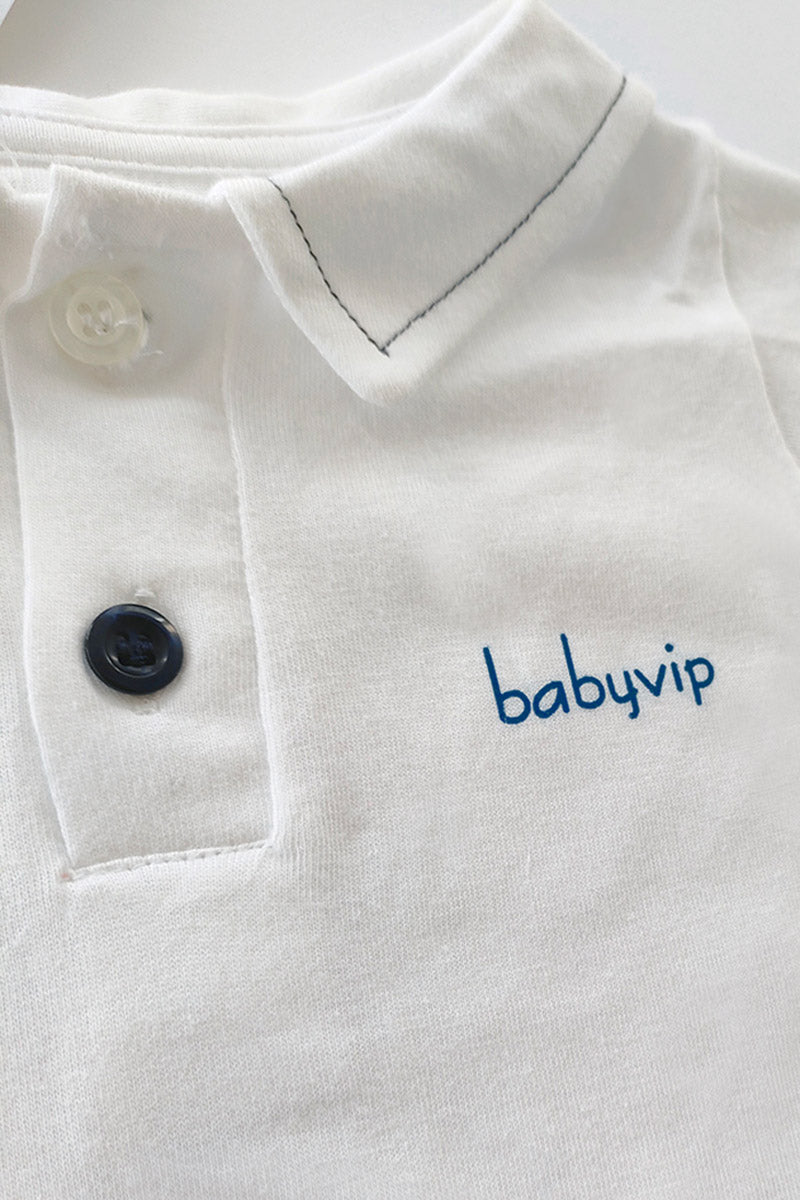 Pagliaccetto mezza manica  in cotone con abbottonatura e stampa