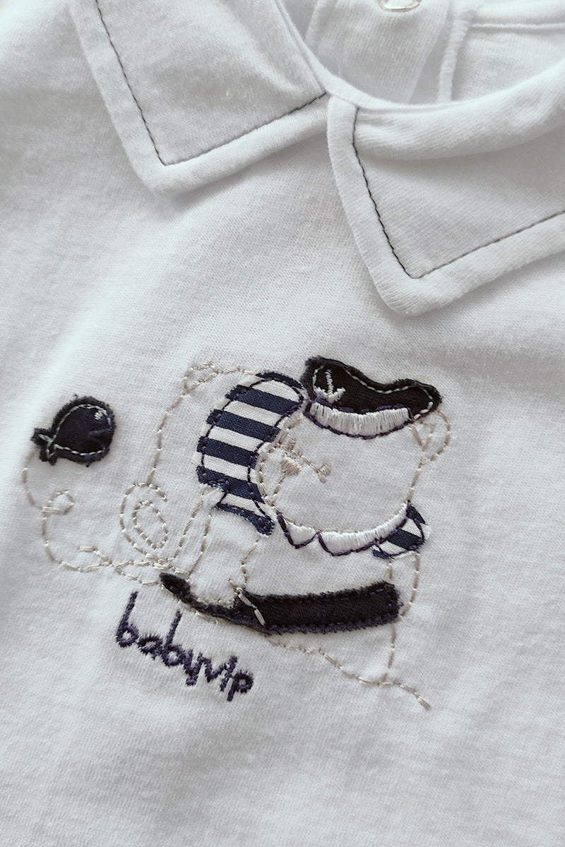 Pagliaccetto in jersey con ricamo orsetto