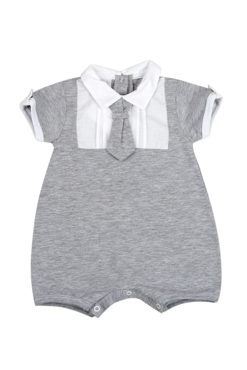 Pagliaccetto mezza manica  in cotone con taschino e cravattino