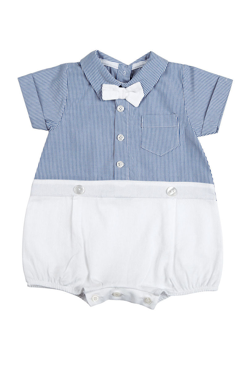 Pagliaccetto mezza manica  in cotone con taschino e papillon