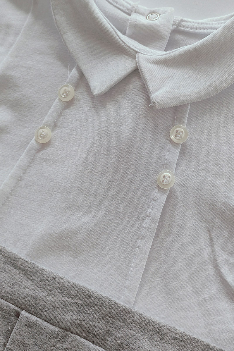 Pagliaccetto mezza manica  in cotone elasticizzato con pieghette e bottoncini