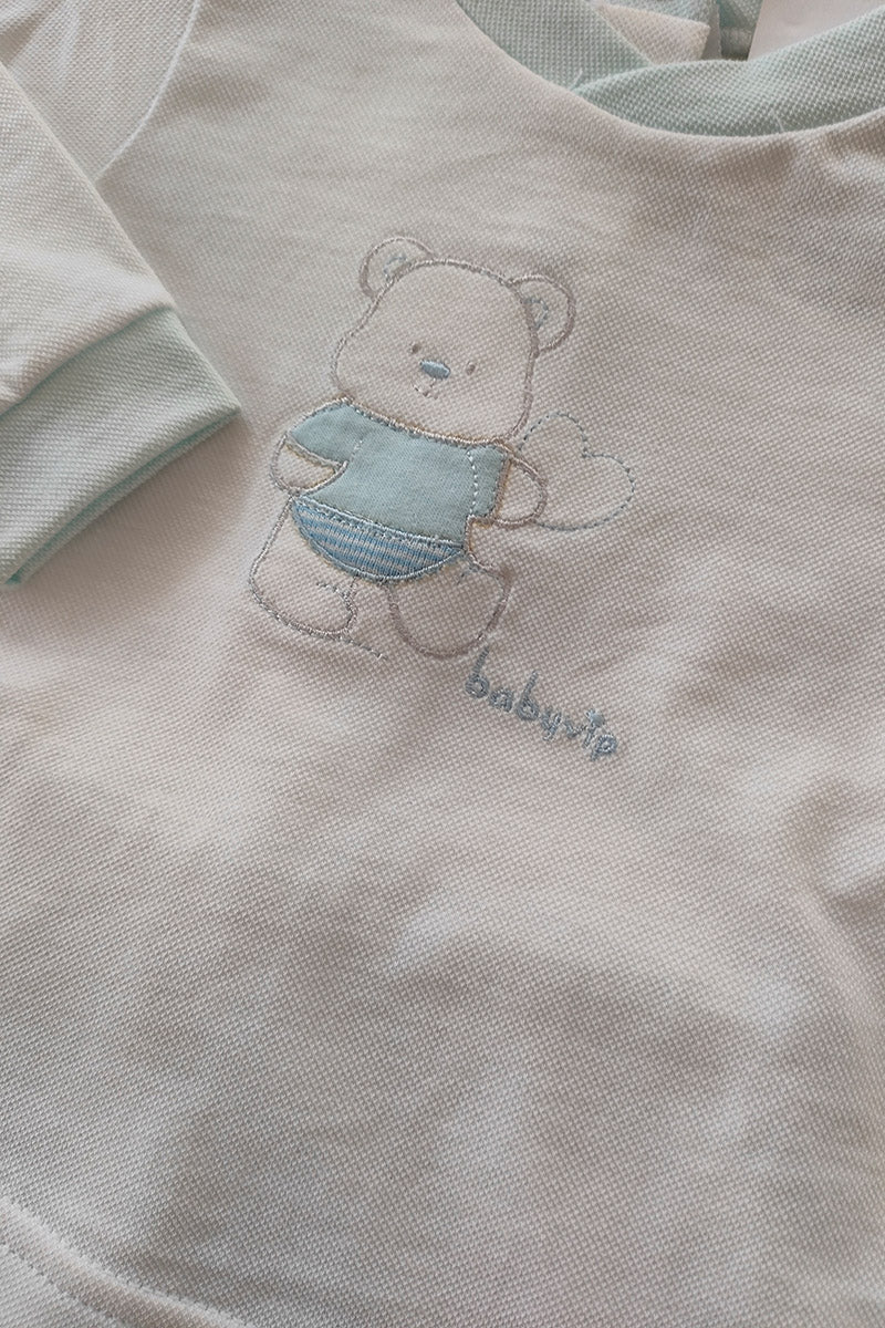 Completo 2 pezzi in piquet con ricamo orsacchiotto