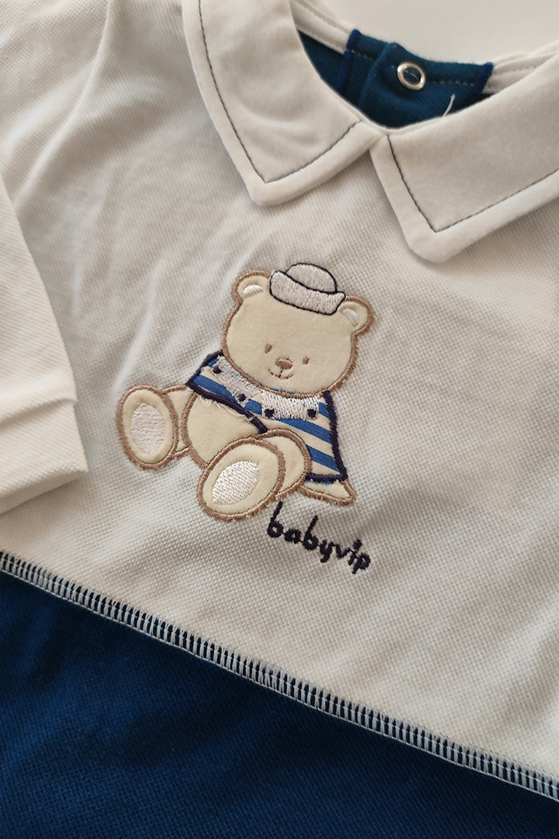 Completo 2 pezzi in piquet con ricamo orsacchiotto