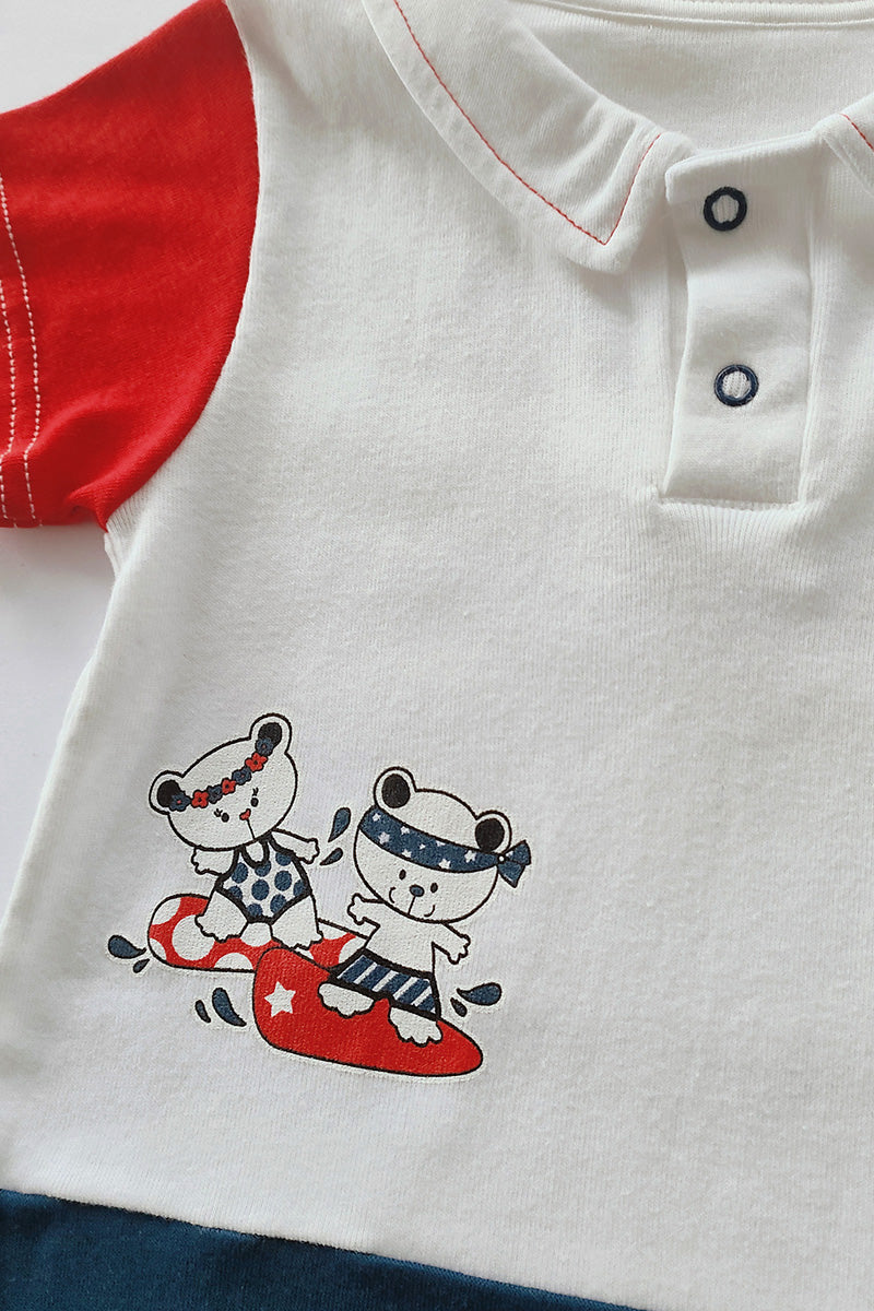 Pagliaccetto mezza manica in cotone con stampa orsetti