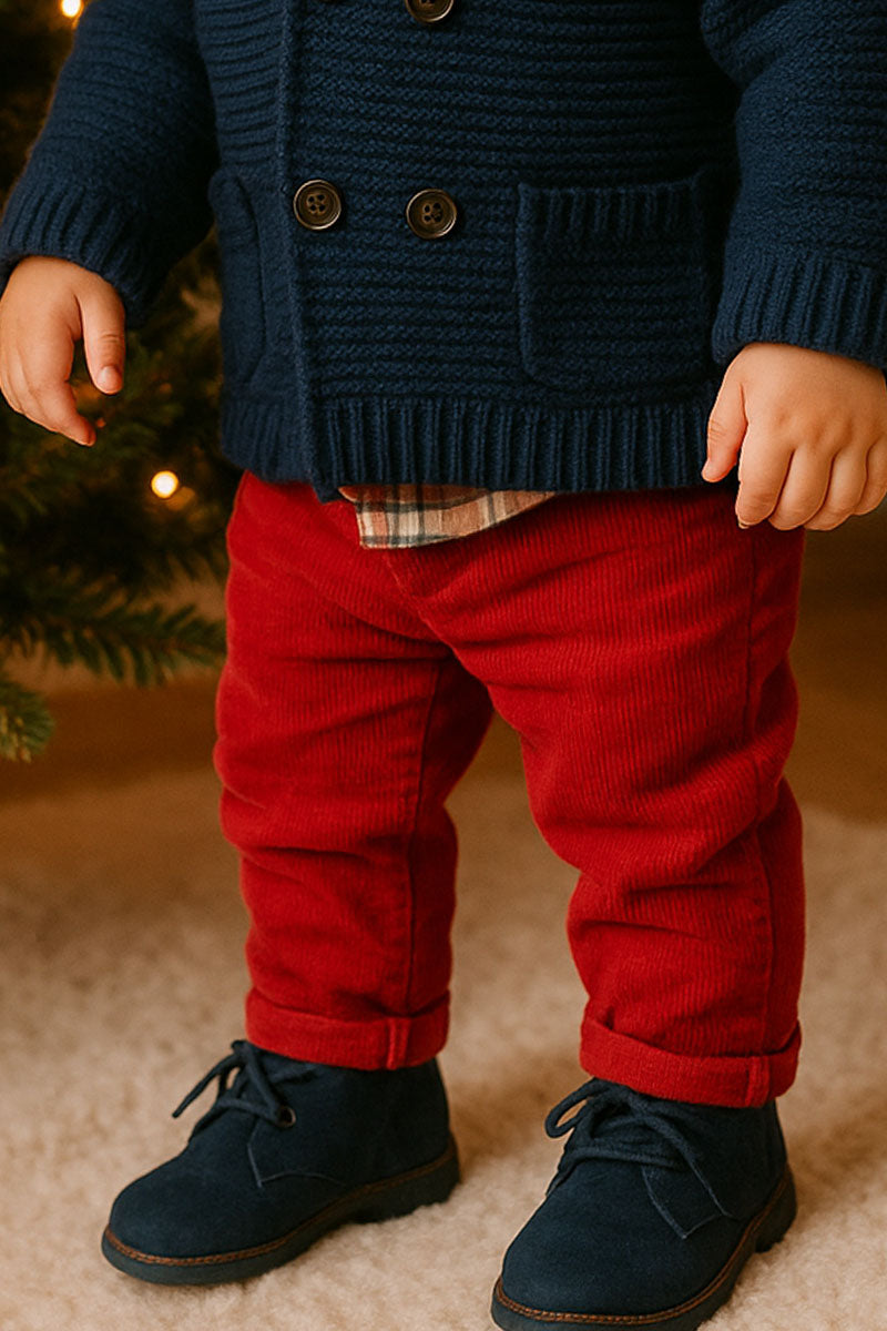 Pantalone in vellutino millerighe con risvolti sul fondo
