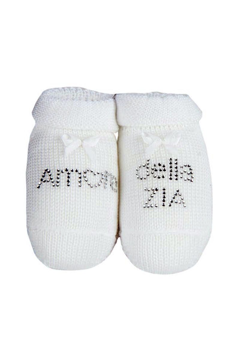 Scarpina neonato in 100% cotone con strass "amore della zia"