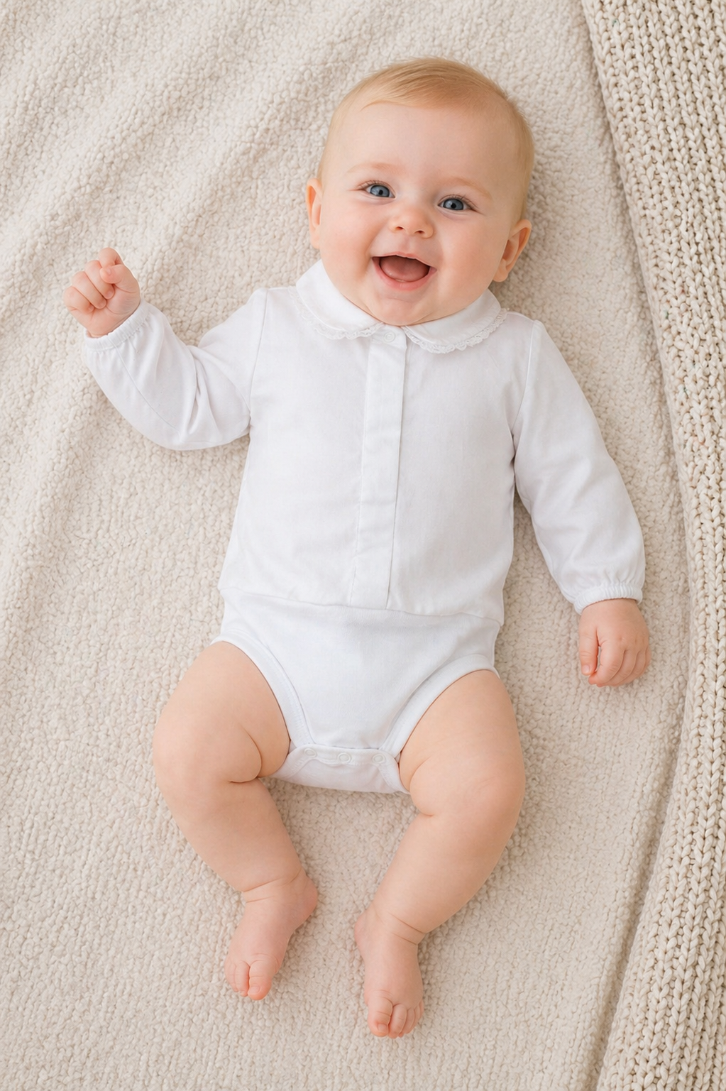 Body manica lunga in cotone modello camicia