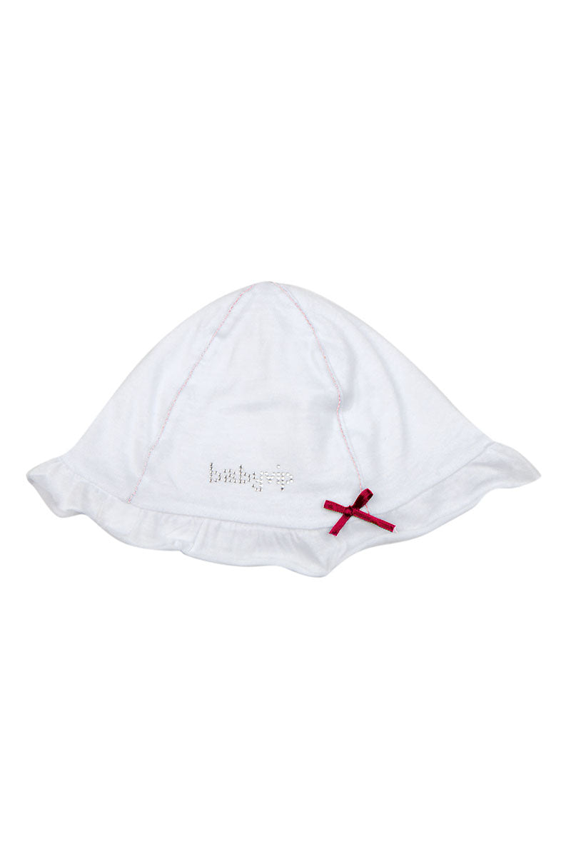 Cappellino in jersey con rouches e nodino