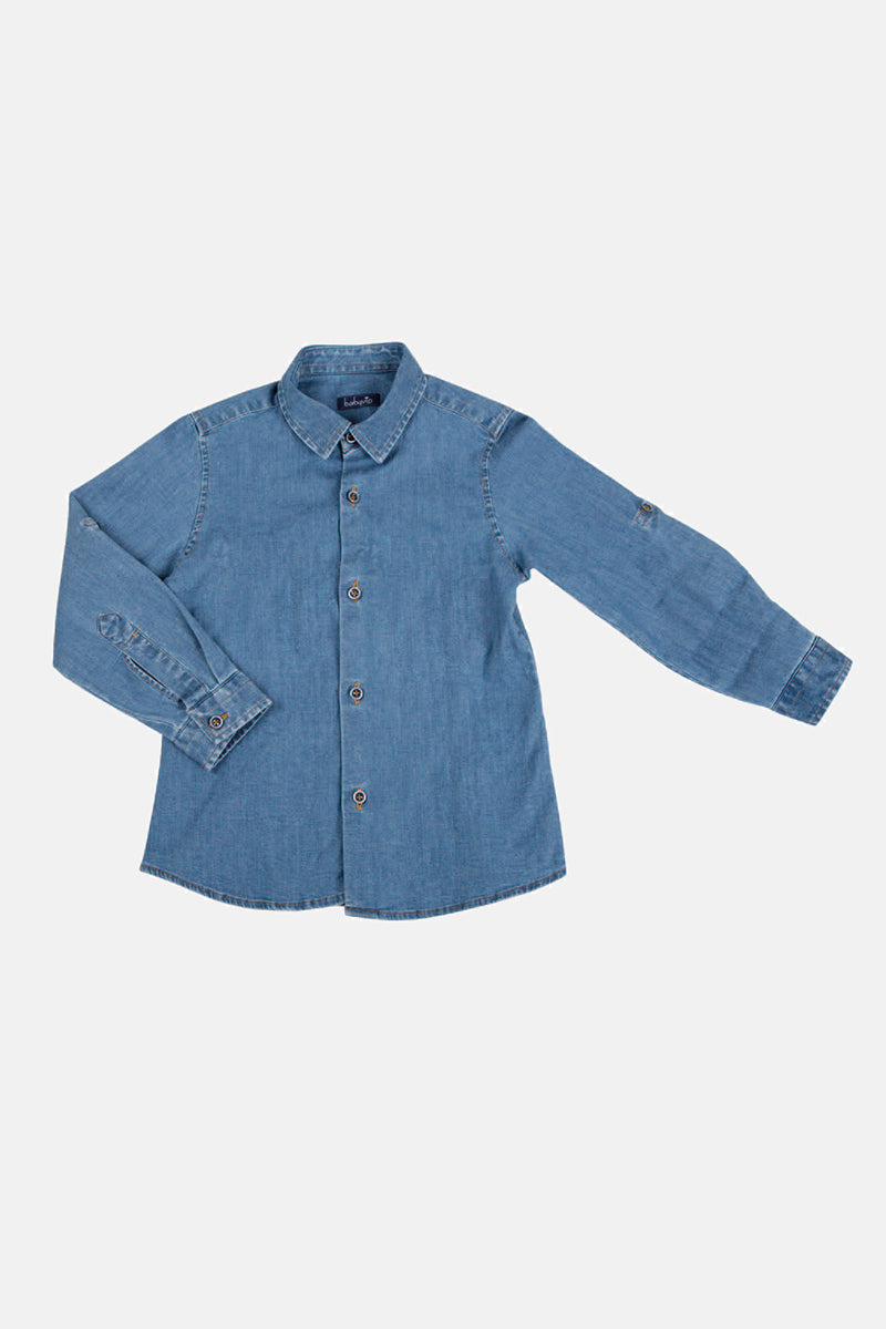 Camicia manica lunga in tela jeans