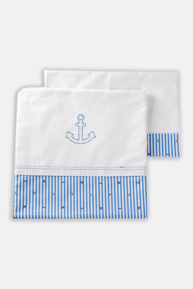 Set lenzuola 3 pezzi per carrozzina e culletta rigato con ancore