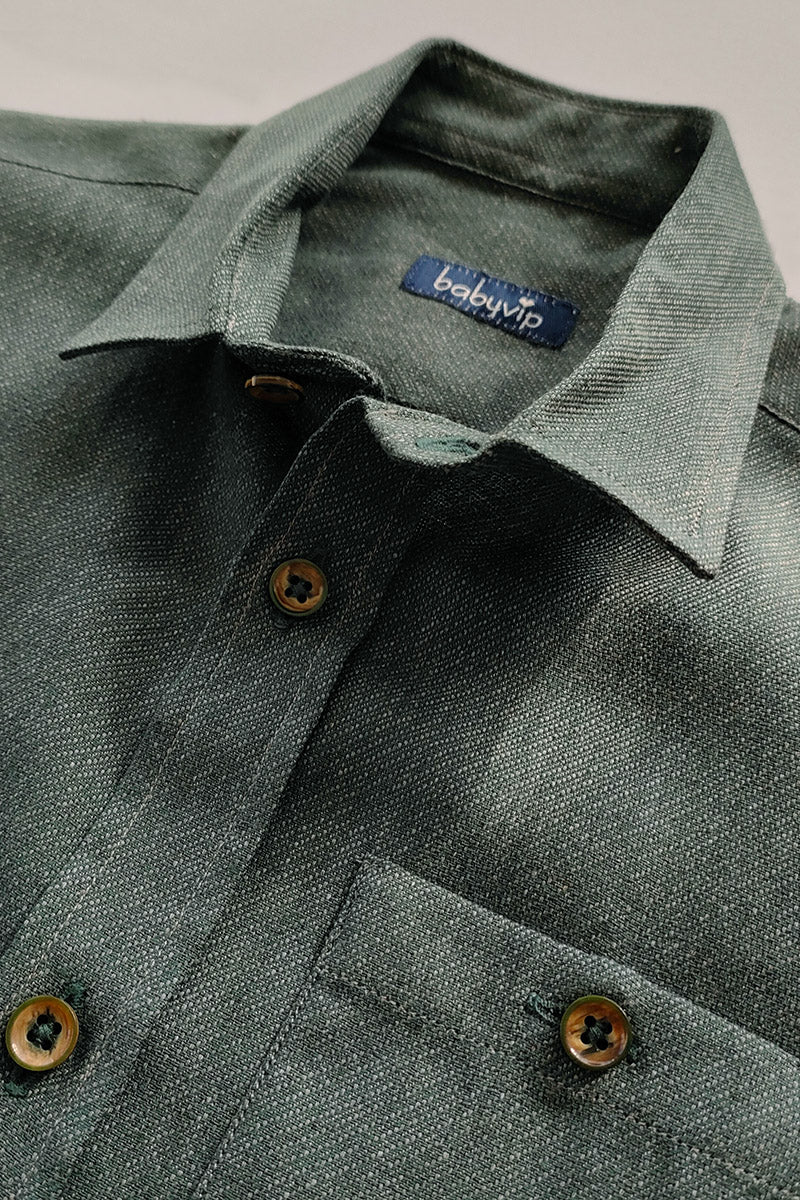 Camicia manica lunga in cotone con stampa sul retro