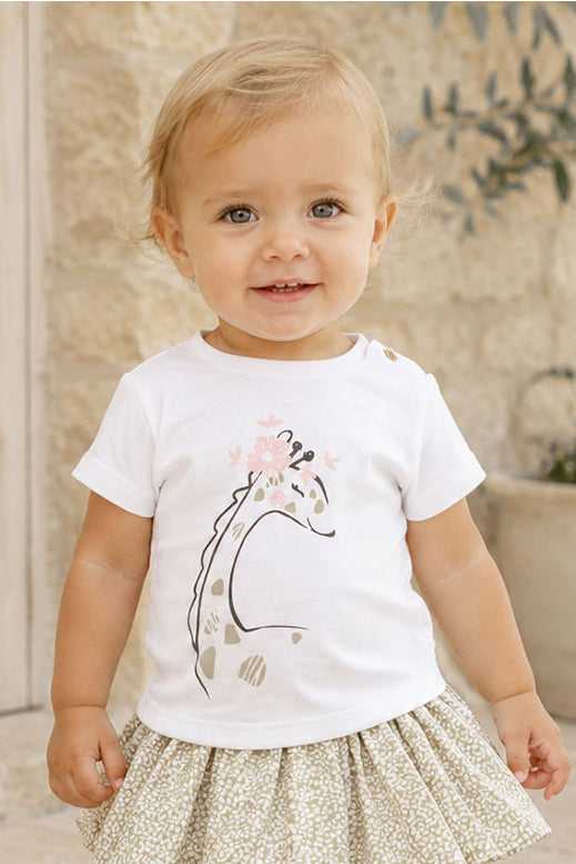 T-shirt neonata in cotone organico con stampa