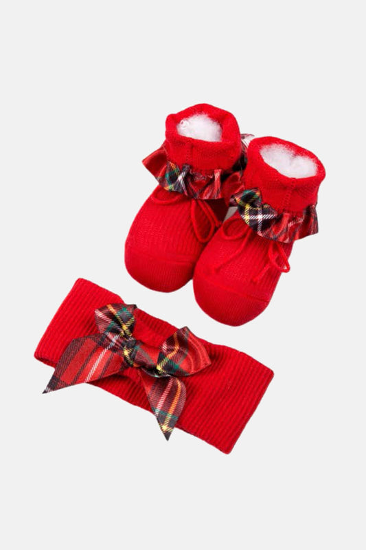 set scarpina neonato e fascia in cotone caldo