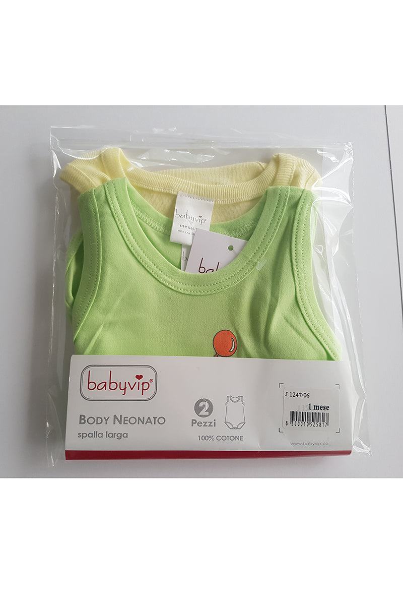 Set 6 Body neonato/a Babyvip spalla larga 100% cotone colori assortiti