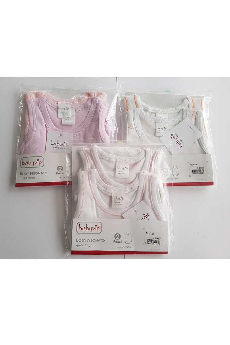 Set 6 Body neonato/a Babyvip spalla larga 100% cotone colori assortiti