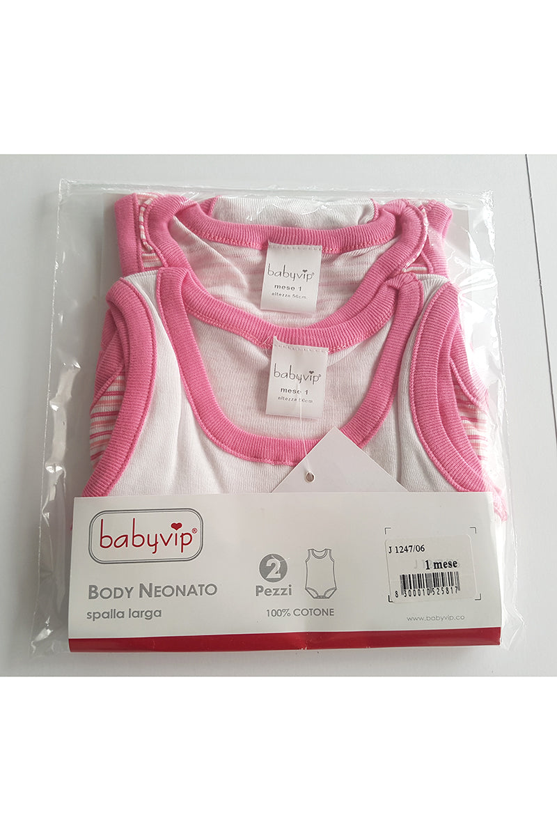 Set 6 Body neonato/a Babyvip spalla larga 100% cotone colori assortiti