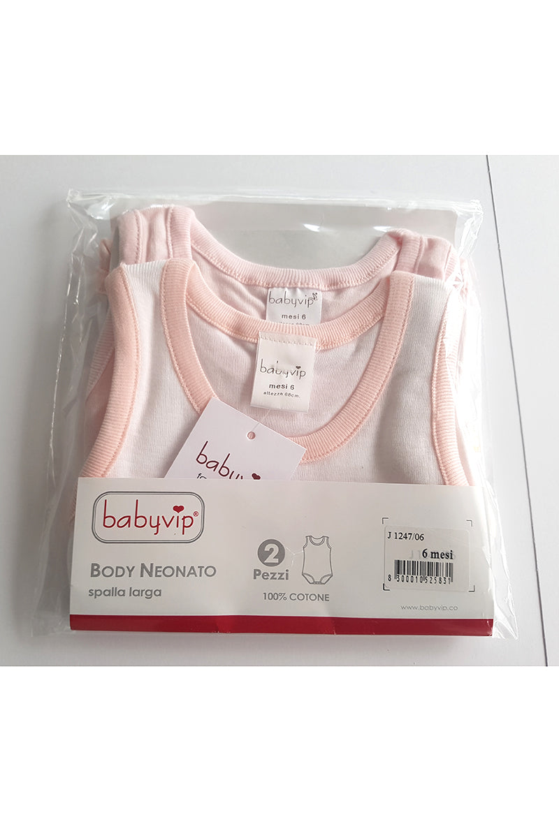 Set 6 Body neonato/a Babyvip spalla larga 100% cotone colori assortiti