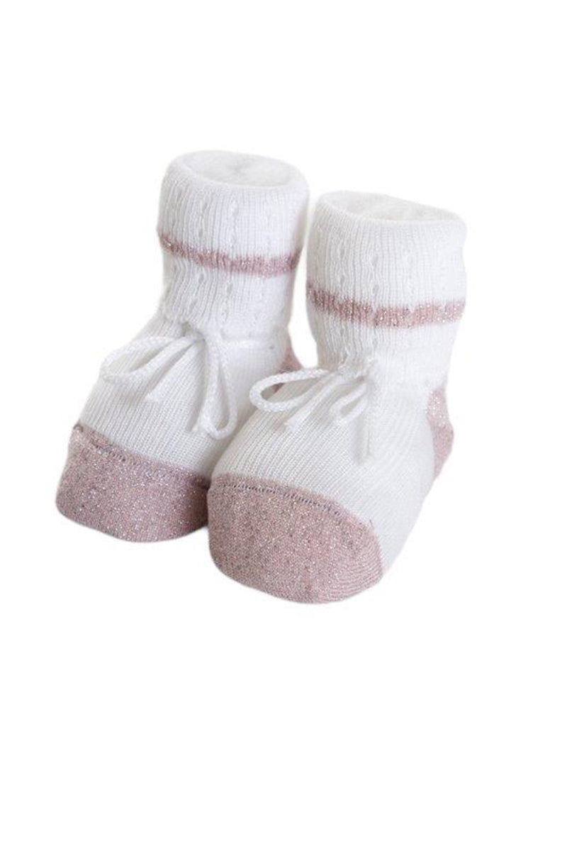 Scarpina neonato in lurex e cotone mercerizzato