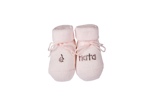Scarpina neonato in cotone con strass "è nato" "è nata"