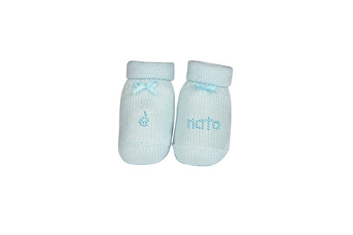 Scarpina neonato in cotone caldo con strass "è nato"