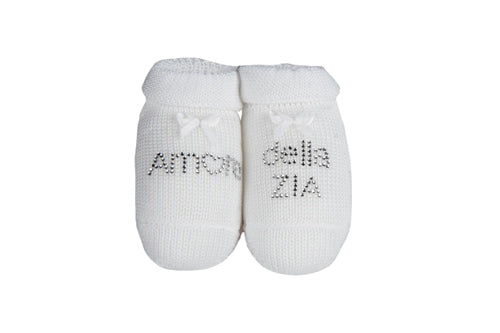 Scarpina neonato in 100% cotone con strass "amore della zia"