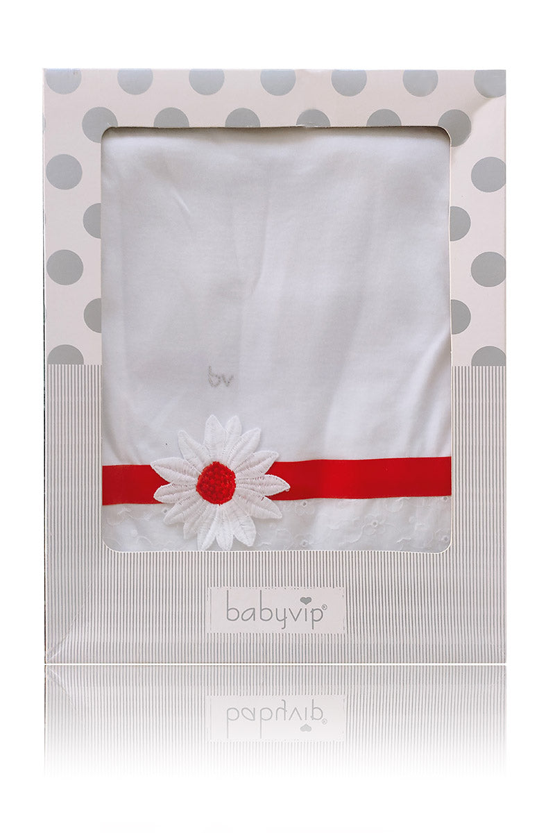 Copertina in cotone con ricamo margherita