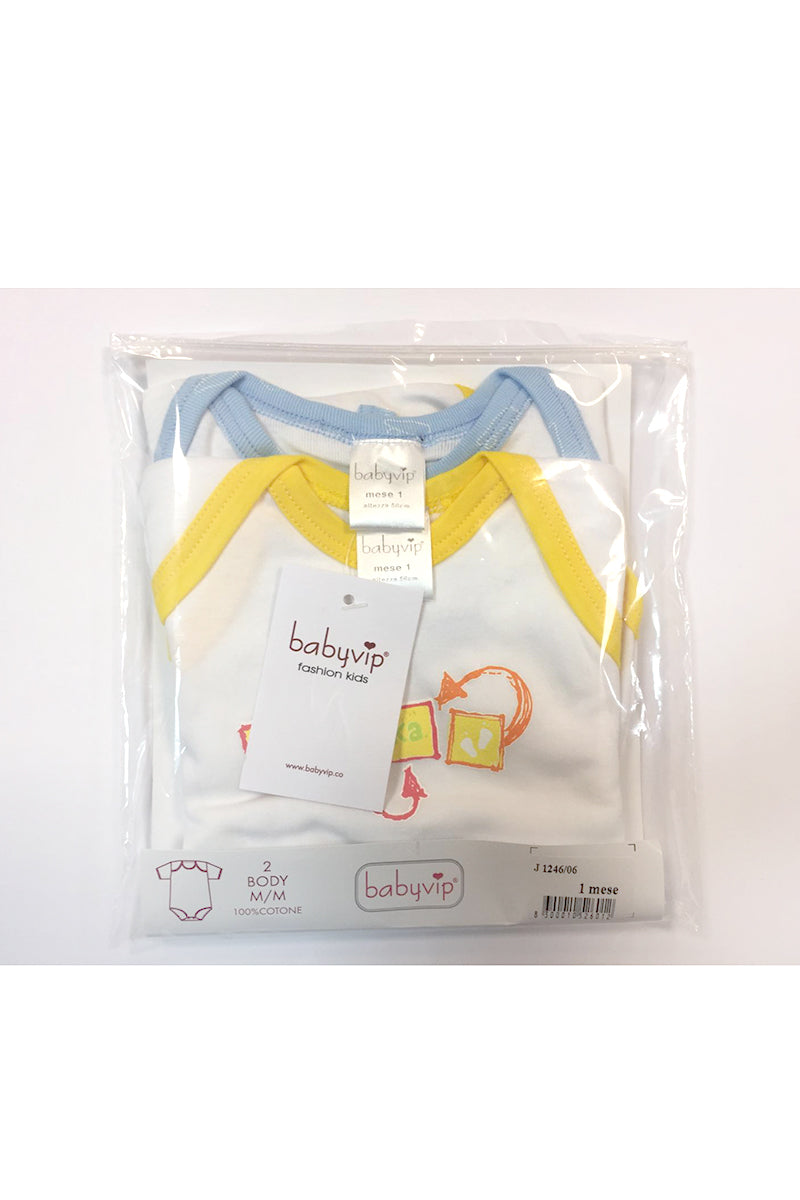 Set 6 Body neonato/a Babyvip mezza manica 100% cotone colori assortiti