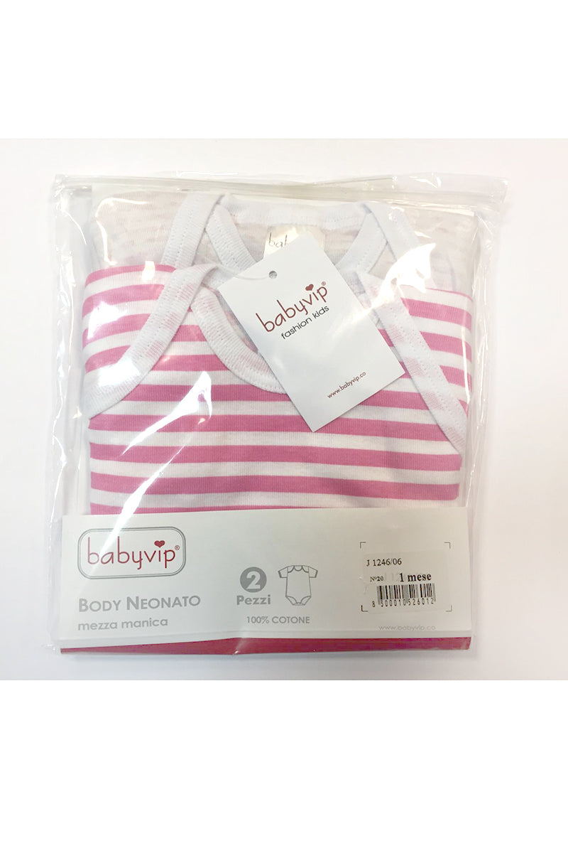 Set 6 Body neonato/a Babyvip mezza manica 100% cotone colori assortiti