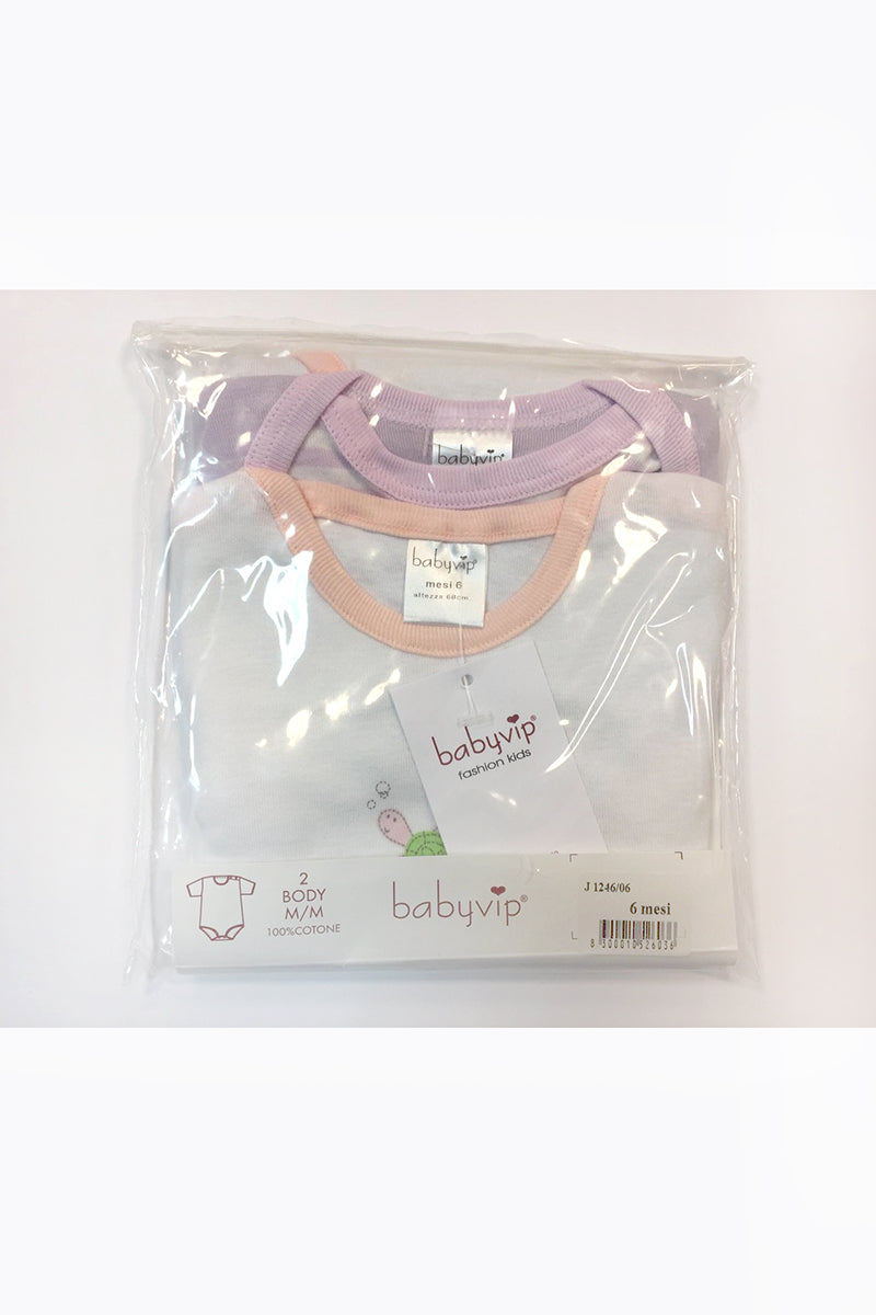 Set 6 Body neonato/a Babyvip mezza manica 100% cotone colori assortiti