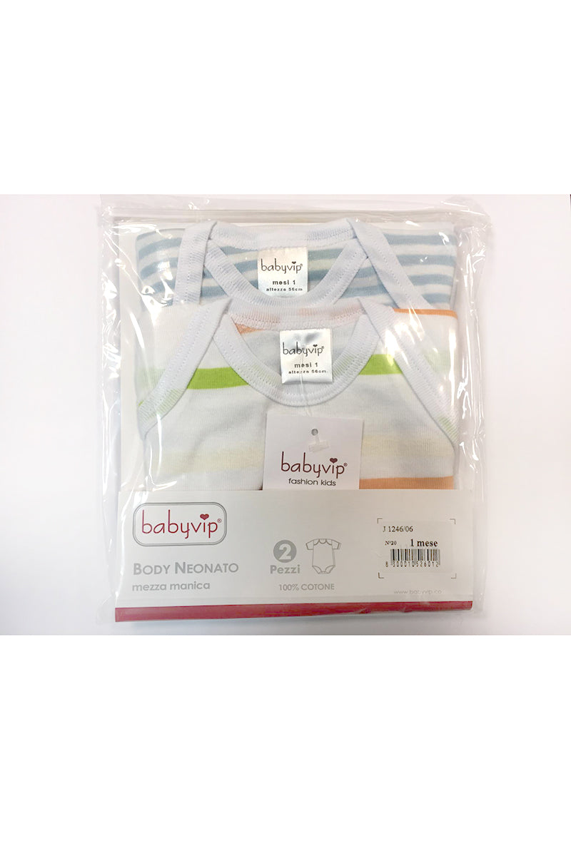 Set 6 Body neonato/a Babyvip mezza manica 100% cotone colori assortiti