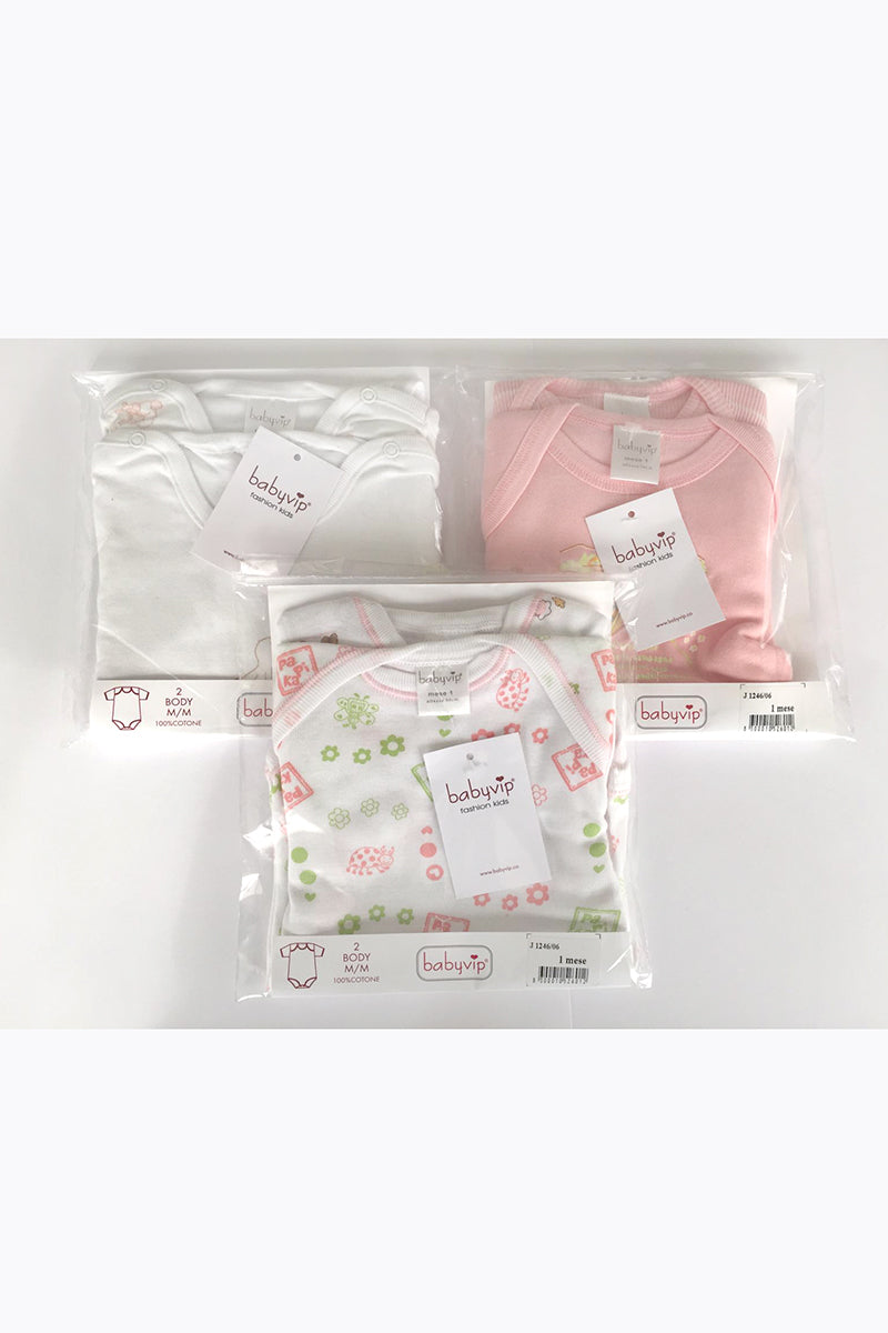 Set 6 Body neonato/a Babyvip mezza manica 100% cotone colori assortiti