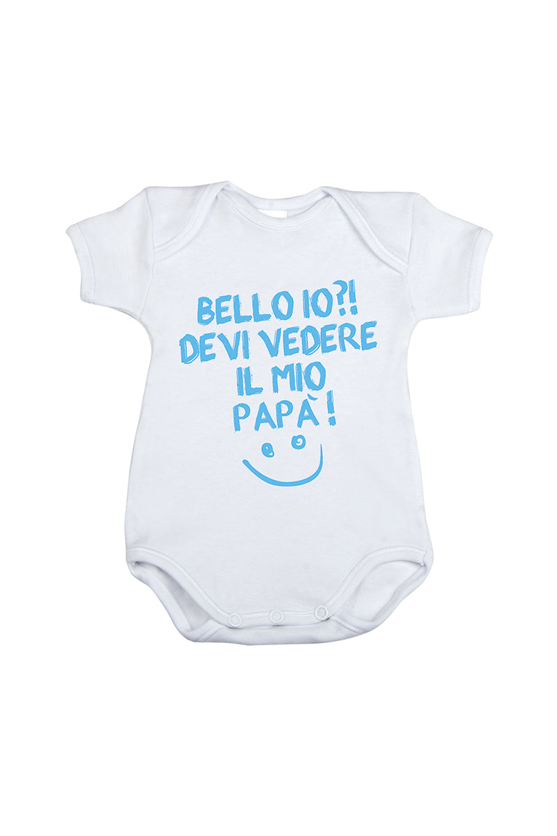 Body mezza manica in cotone con stampa "Bella io?! Devi vedere la mia mamma!"