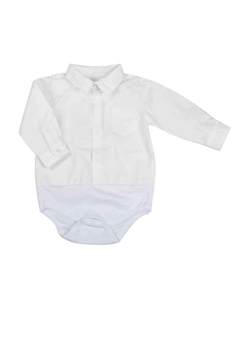 Body manica lunga in cotone modello camicia con colletto