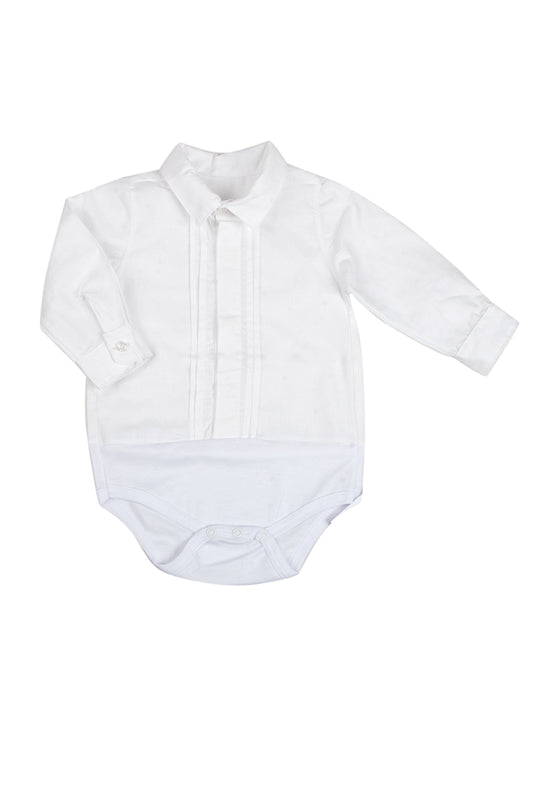 Body manica lunga in cotone modello camicia