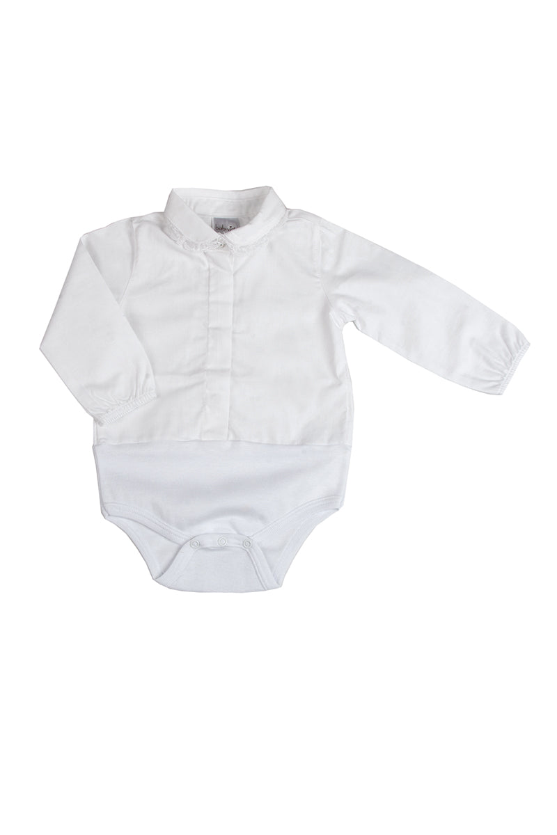 Body manica lunga in cotone modello camicia
