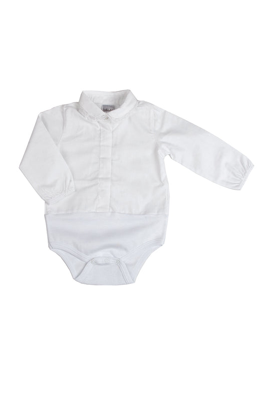 Body manica lunga in cotone modello camicia