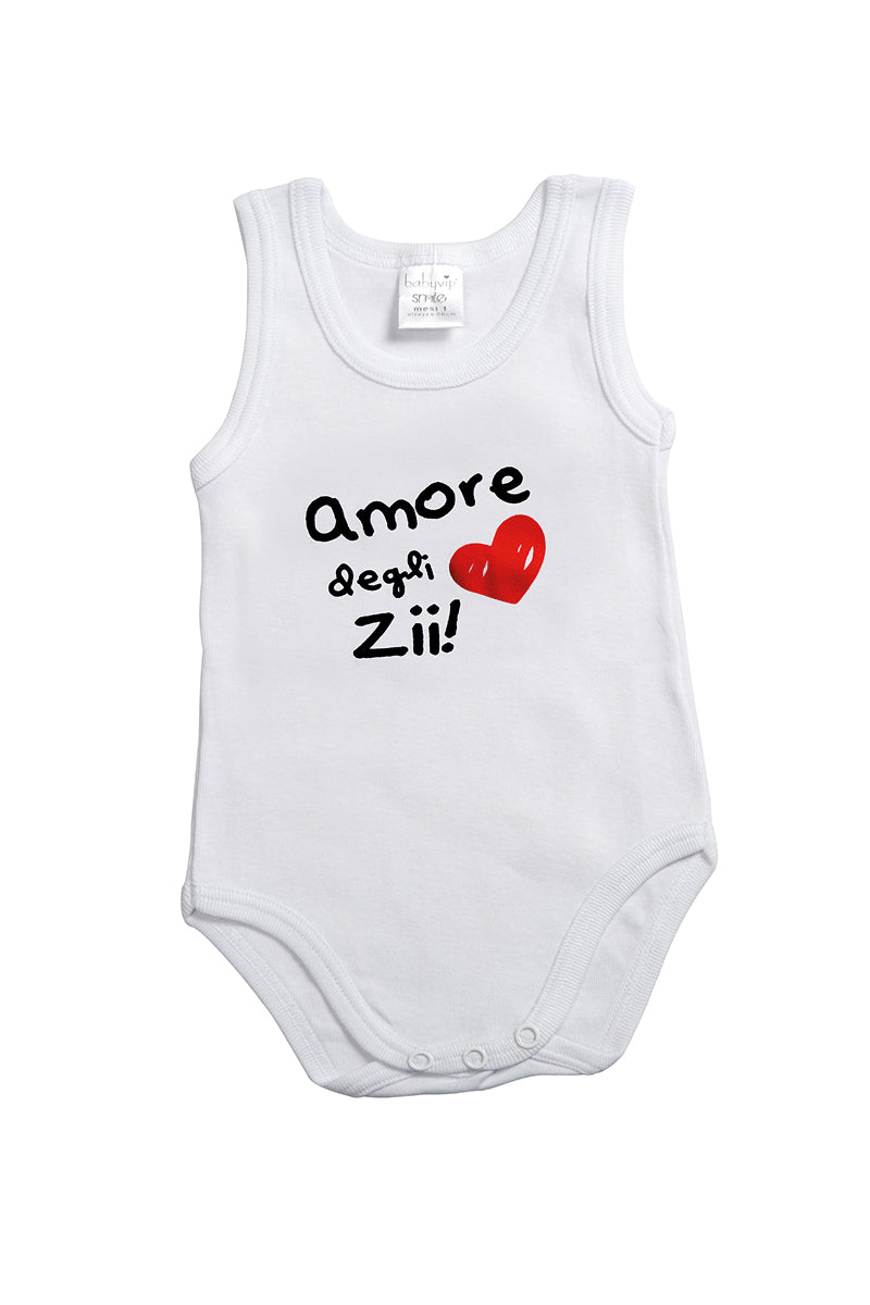 Body spalla larga con stampa "Amore dei Zii"