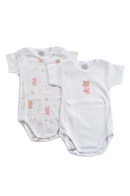 2 Body mezza manica in cotone con stampa