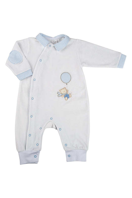 Tutone in ciniglia con ricamo ed inserti pied de poule