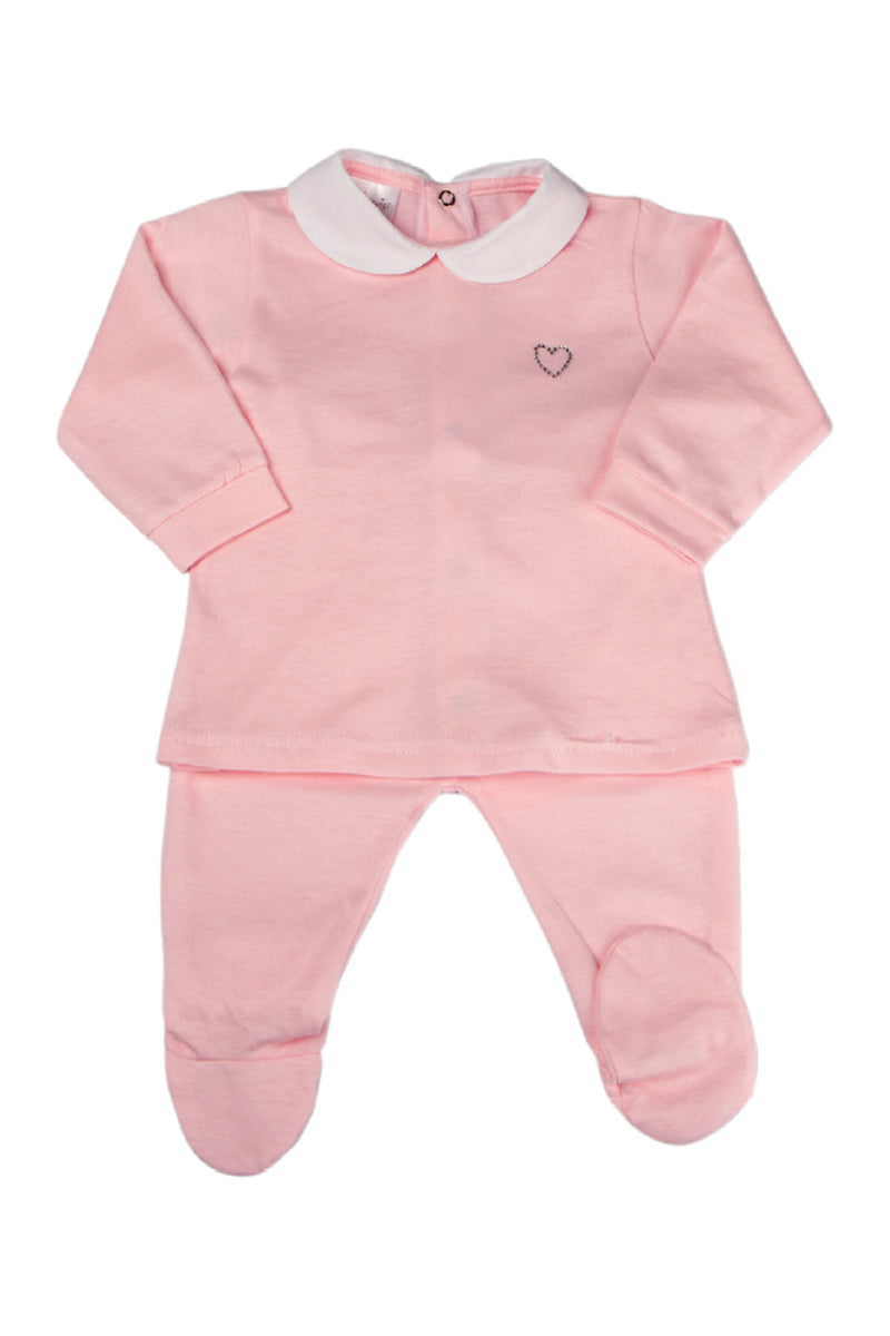 Completo 2 pezzi in jersey con colletto a navetta e strass