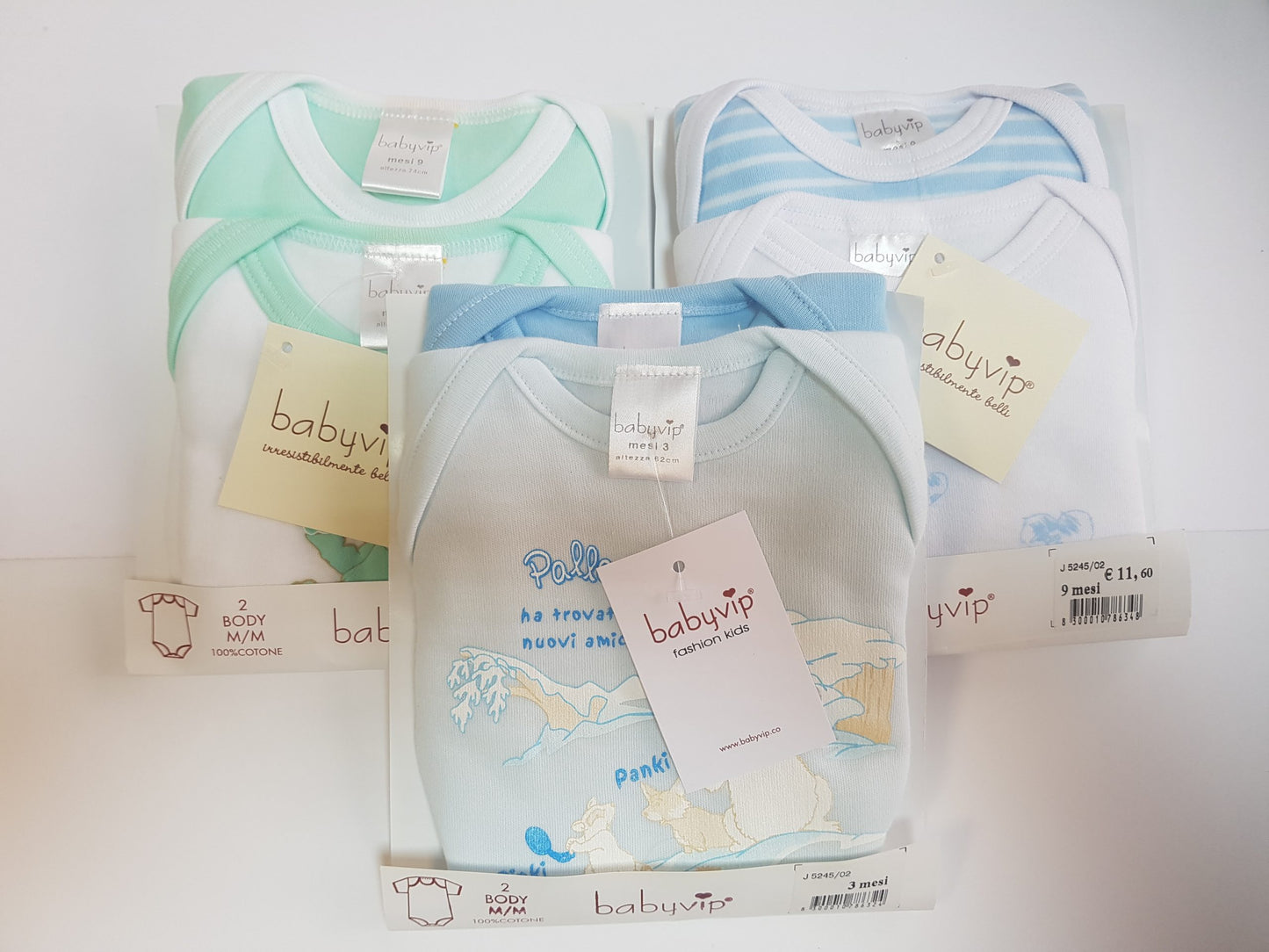 Set 6 Body neonato Babyvip mezza manica cotone caldo colori assortiti