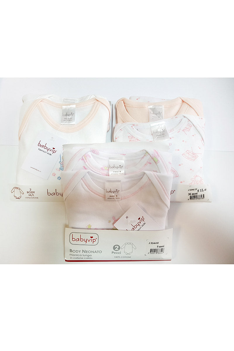 Set 6 Body neonato Babyvip manica lunga cotone caldo colori assortiti