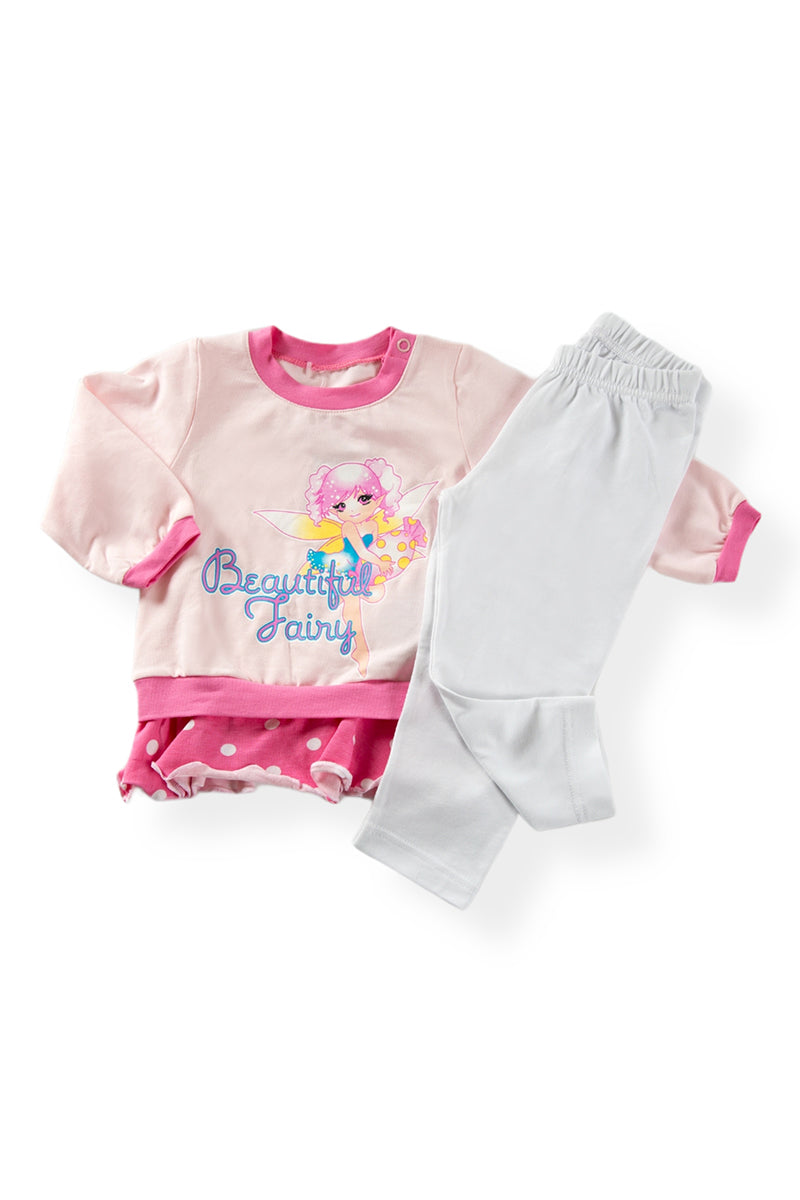 Pigiama neonata/bimba manica lunga in cotone con stampa