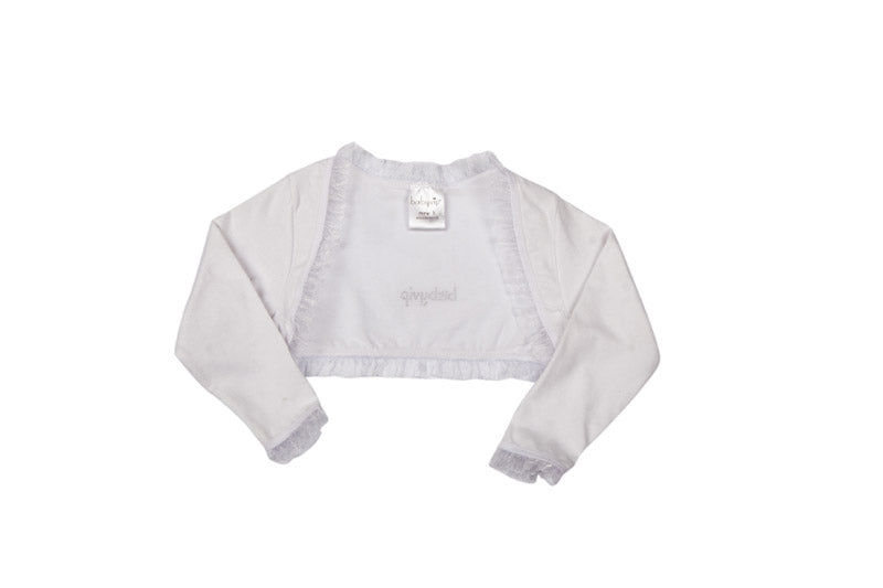 Coprispalle in bielastico con rouches in organza