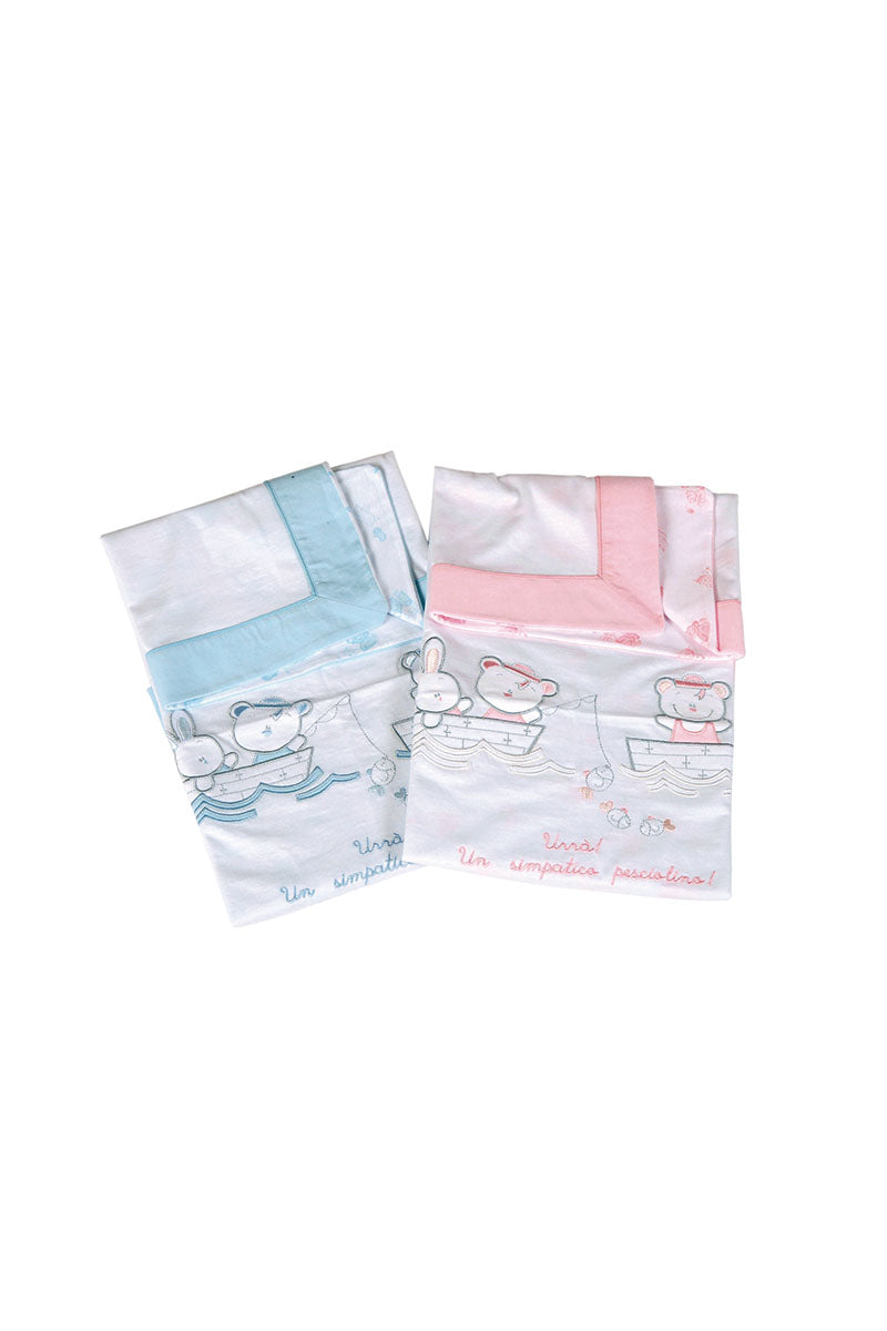 Copertina neonato in cotone con ricami assortiti